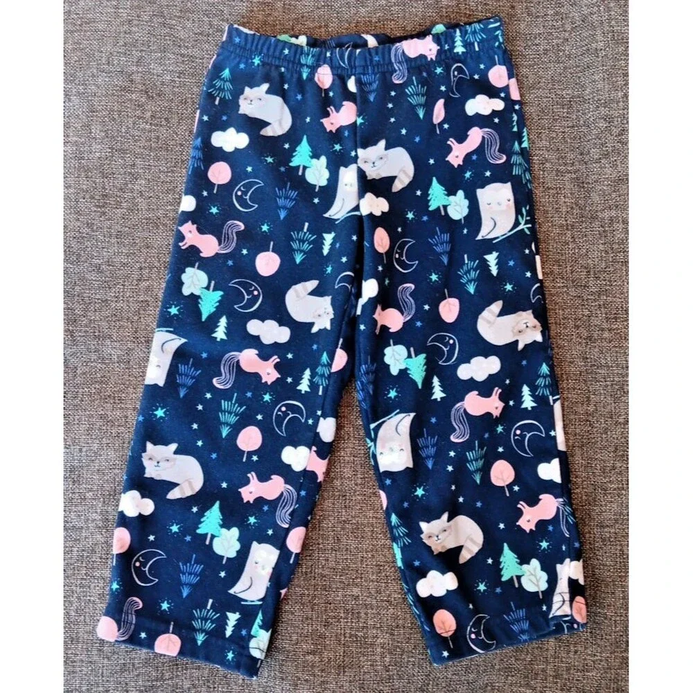 Pajamas 3T Girls Carters Pink Blue Fleece Owl  sleepwear Set Long Sleeve